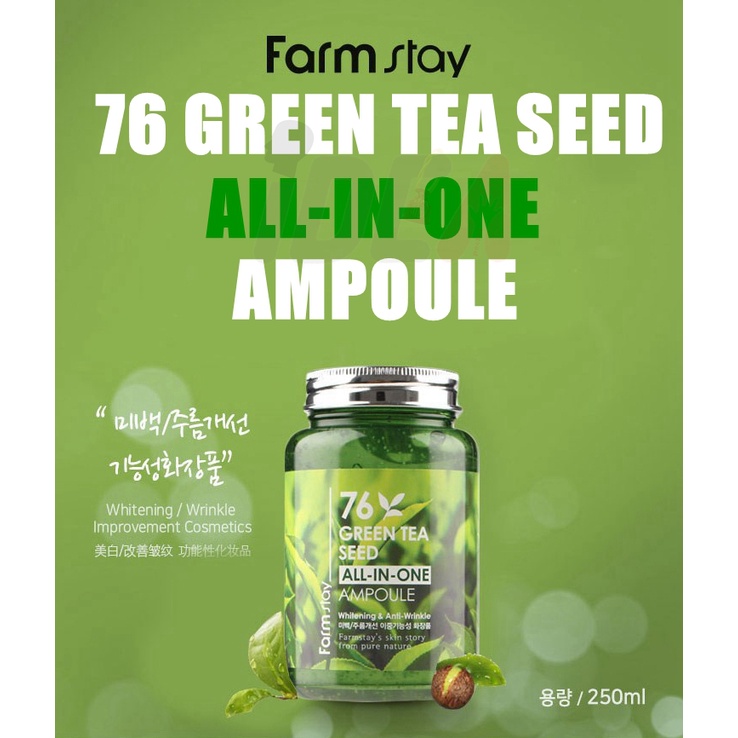 Tinh chất trà xanh tươi mát trà xanh Farm Stay 76 Green Tea Seed All in One Ampoule Green Tea Seed  Ampoule Kem dưỡng da trà xanh ngừa mụn, trắng da