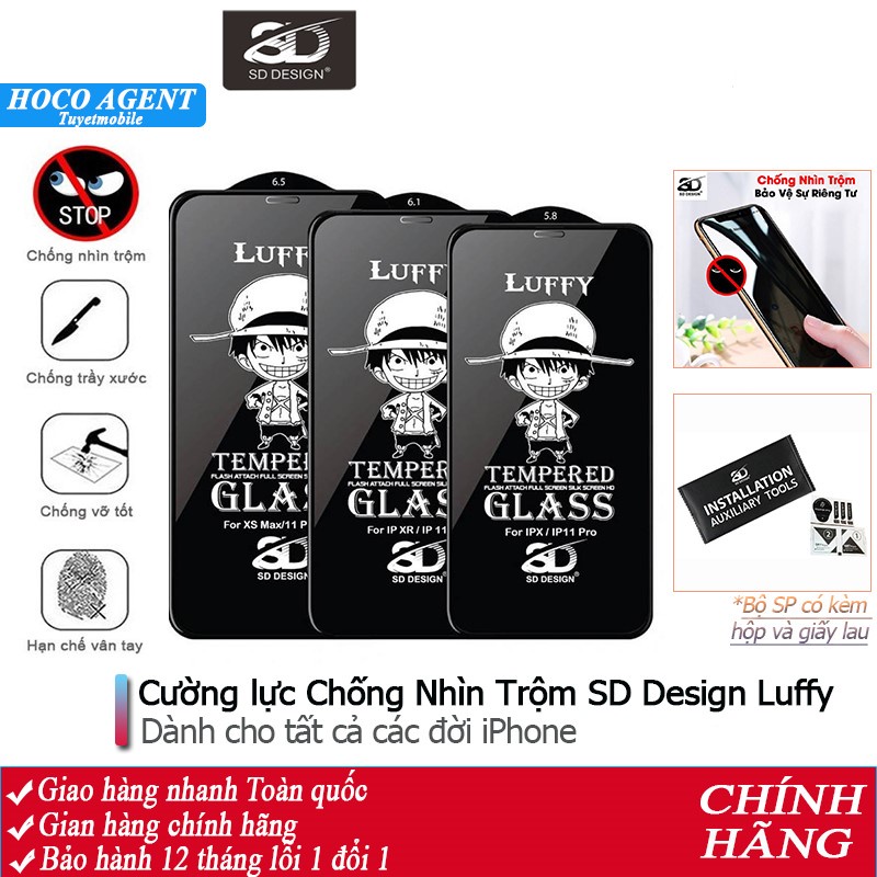 Kính cường lực SD chống nhìn trộm, miếng dán cho các đời IP - Chính hãng