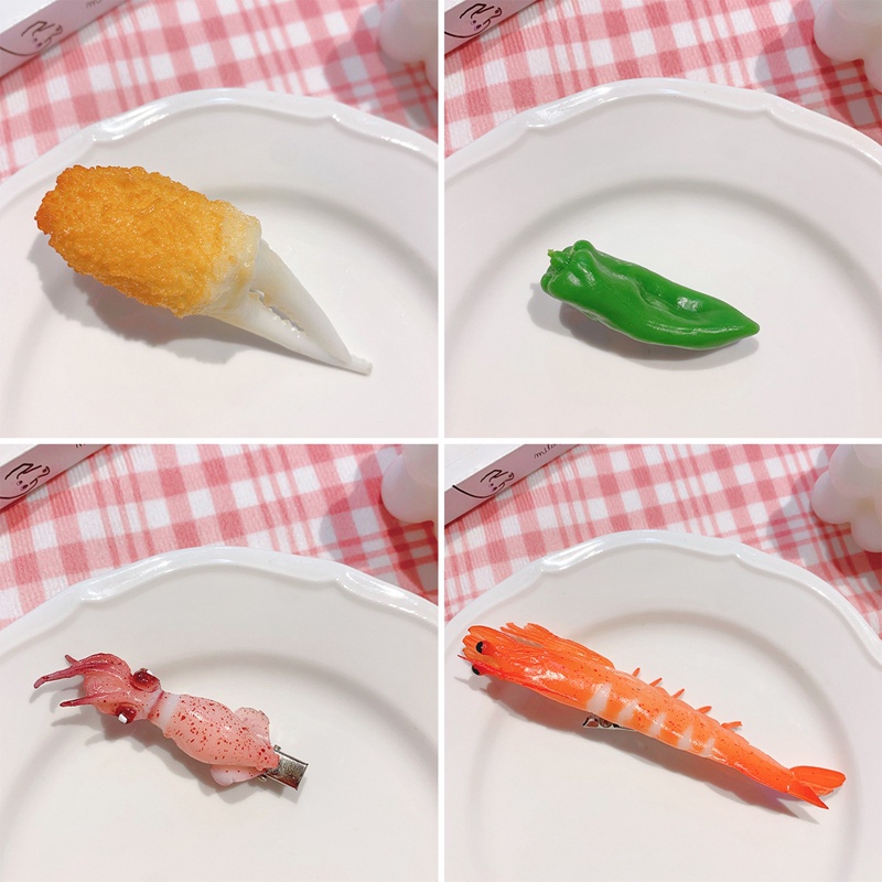 Kẹp Tóc Hình Cánh Gà/Khoai Tây Chiên/Tôm/Khoai Tây Chiên Dành Cho Nữ