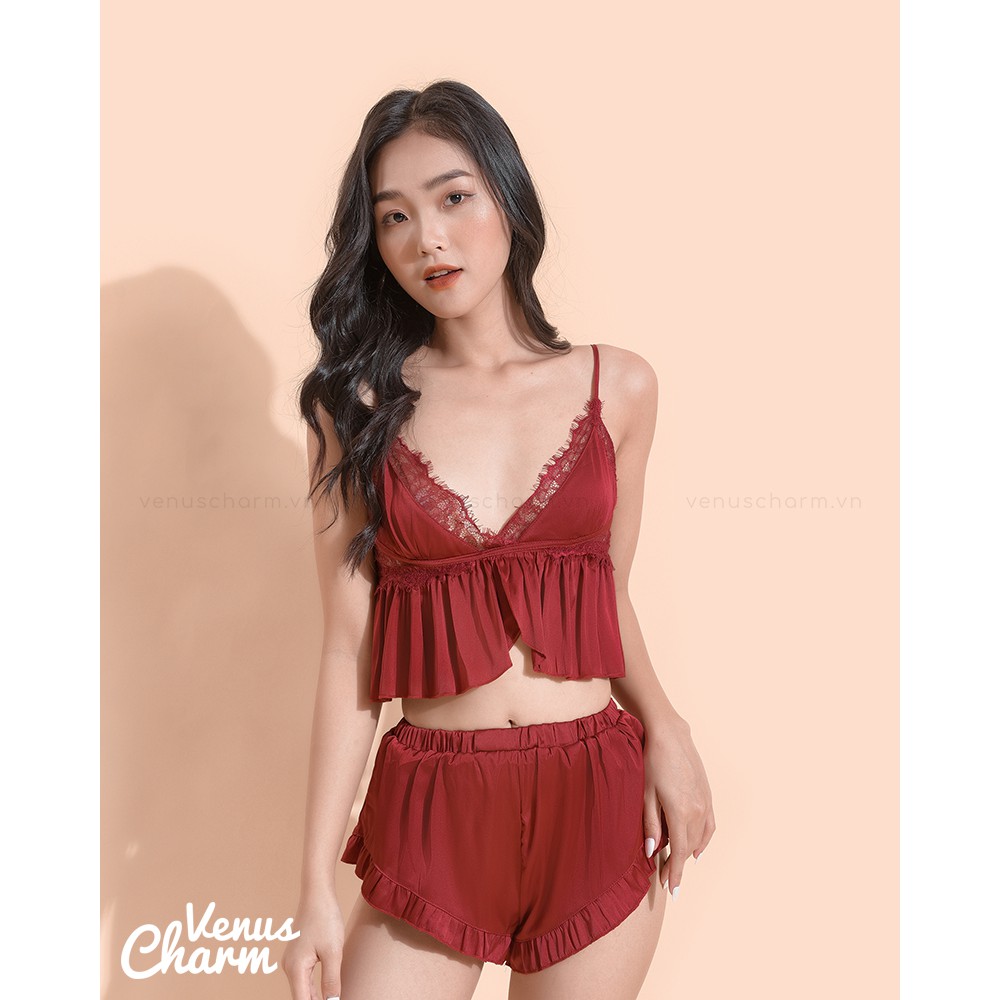 Đồ ngủ nữ sexy, lụa mềm mịn, không đệm quyến rũ Venus Croptop Bèo