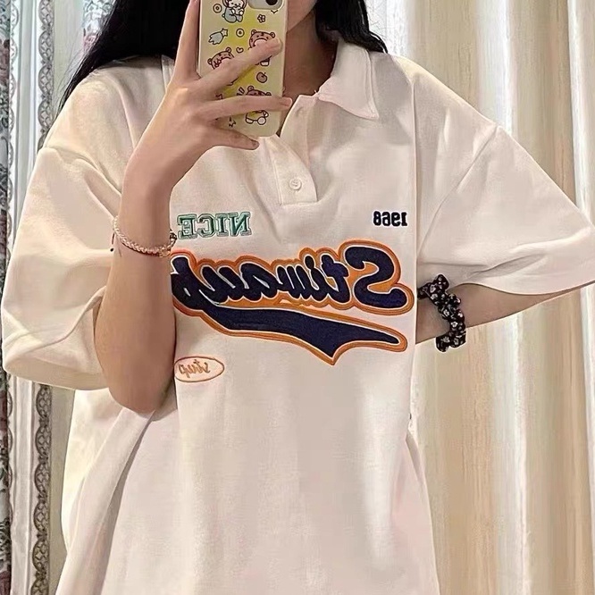 Áo Polo Tay Lỡ Form Rộng Stiw, Áo Phông Nữ Chất Cotton Lên Form Đẹp Freesize