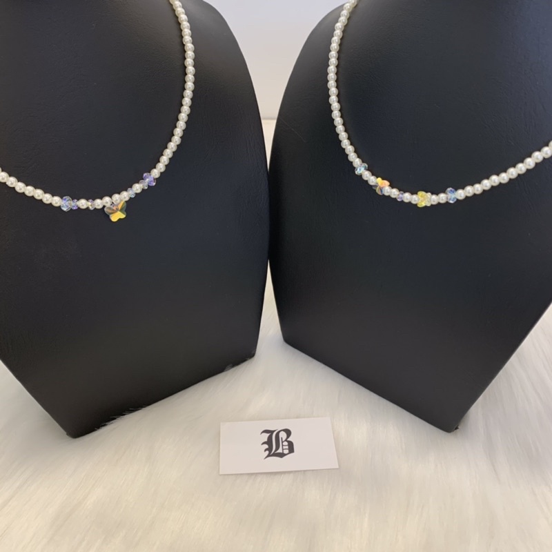 Pearl x crystal necklace✨