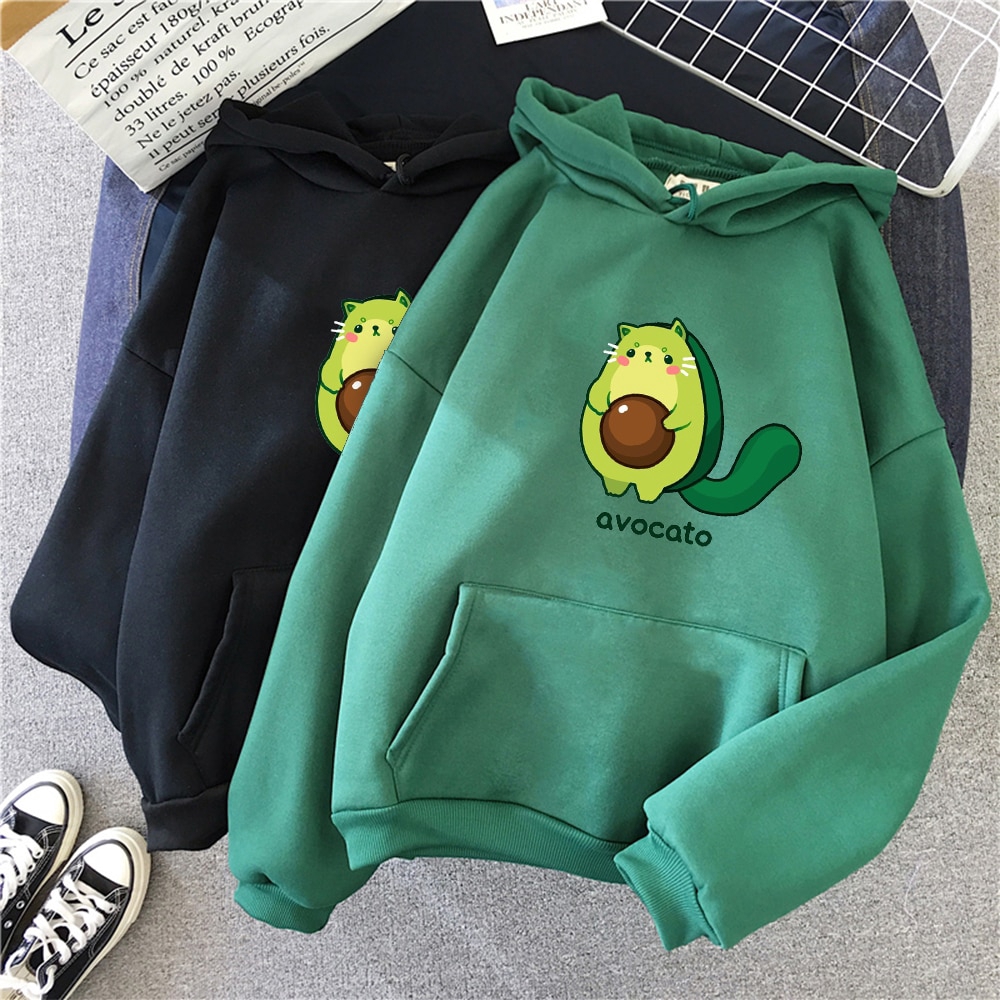 Áo Hoodie In Họa Tiết Trái Bơ Hoạt Hình Phong Cách Harajuku Thời Trang Mùa Đông Cho Nữ | BigBuy360 - bigbuy360.vn