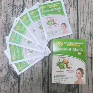 1 hộp (7 miếng) Mặt nạ dừa 3 in 1, Coconut mask 3 in 1, mặt nạ dừa Thanh Bình