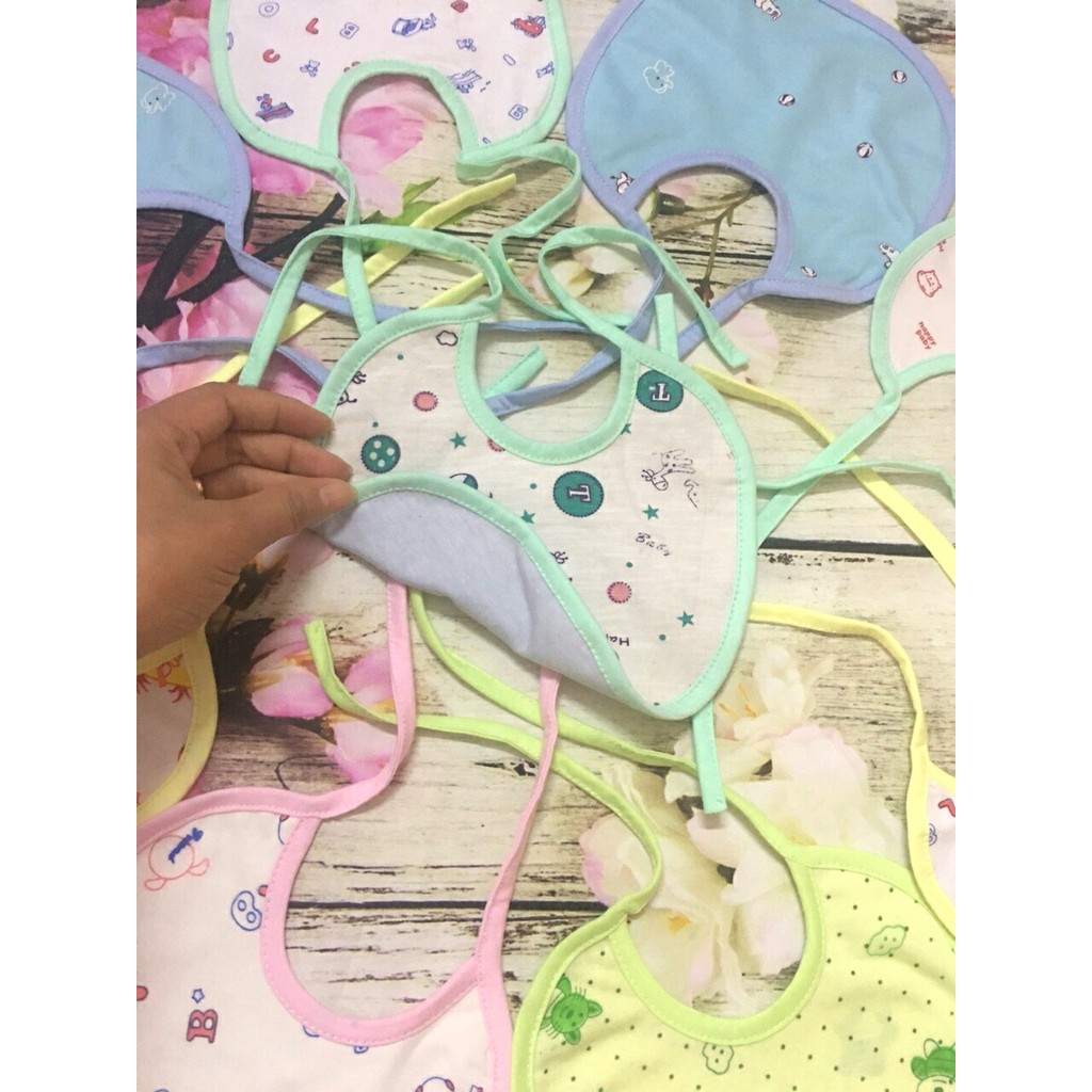 Yếm cotton 2 lớp buộc dây cao cấp cho bé
