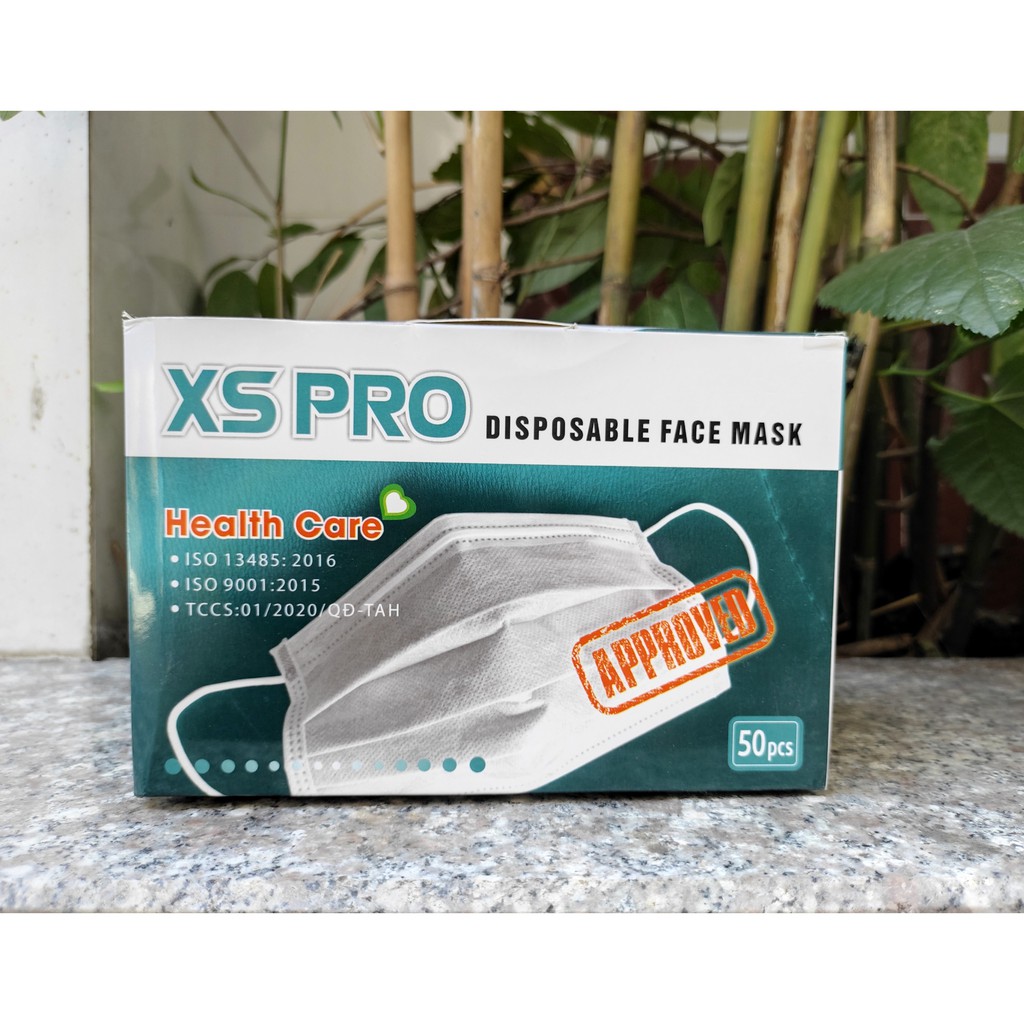 Hộp 50 Khẩu Trang Y Tế XS PRO 4 Lớp Màu Trắng