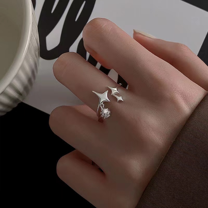 iF YOU Nhẫn Bạc Đính Đá Hồng Phong Cách Hàn Quốc Cổ Điển Dành Cho Nữ