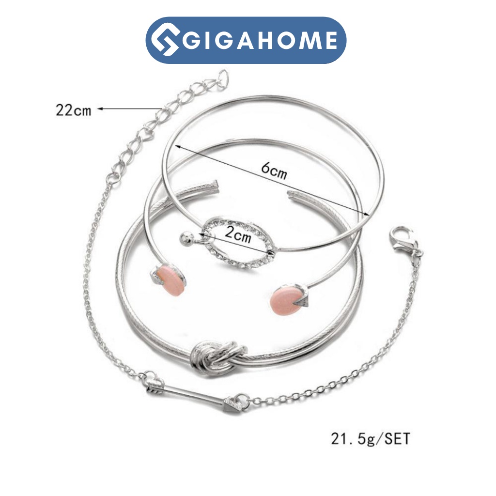 Set 4 Vòng Tay Mạ Vàng Nhiều Lớp Phong Cách Bohemian Thời Trang Nữ GIGAHOME 9150