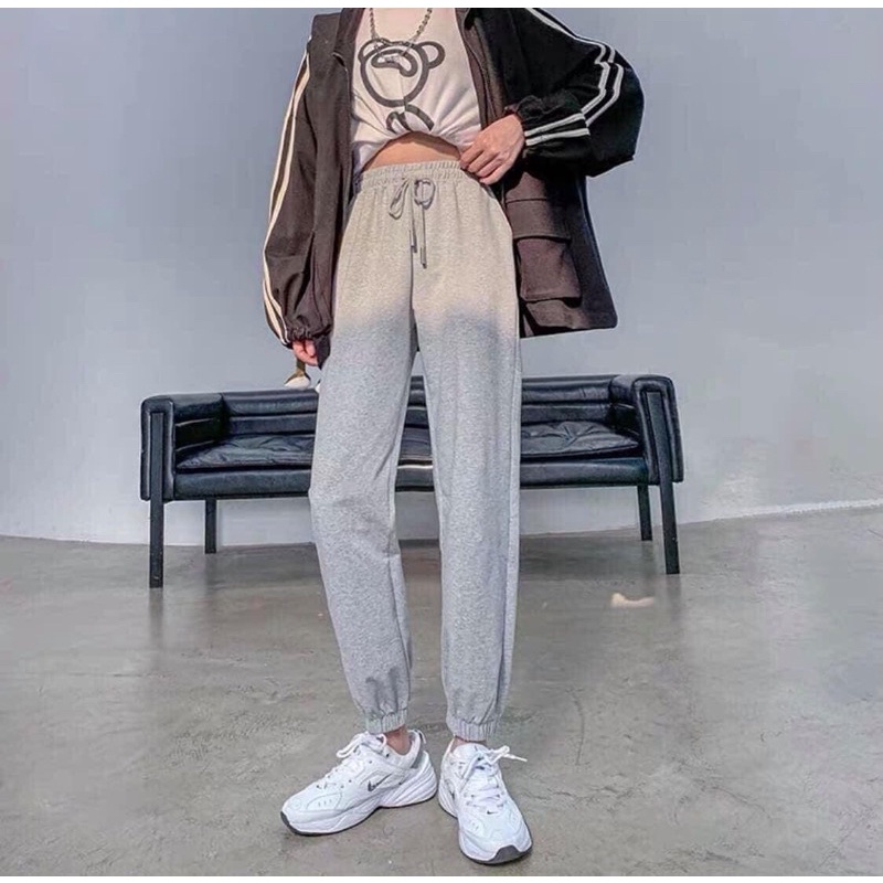 Quần jogger nữ nỉ trơn, thể thao dạo phố cực xinh