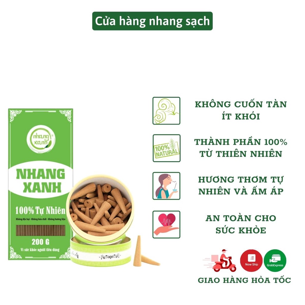 Combo Nhang trầm hương Nhang Xanh hộp 200gr 20cm và nụ trầm hương cao cấp 60 viên