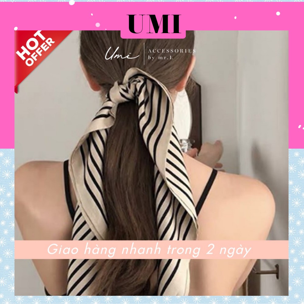 Khăn Bandana Khăn Lụa Vuông Sọc Nhiều Màu Xinh Xắn Hot Hit UMI k36