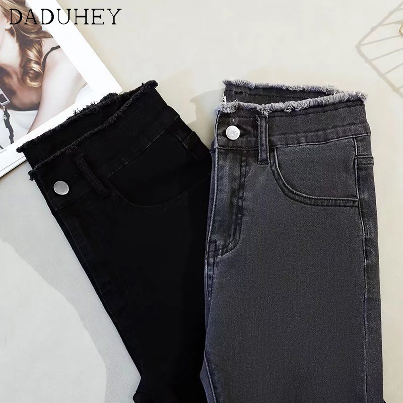 Daduhey Quần jean ôm dáng lưng cao thời trang cá tính cho nữ
