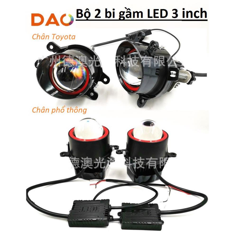 Bộ 2 bi led gầm Projector 3 inch chân Toyota và phổ thông màu ánh sáng 3000K và 6000K siêu sáng phá sương