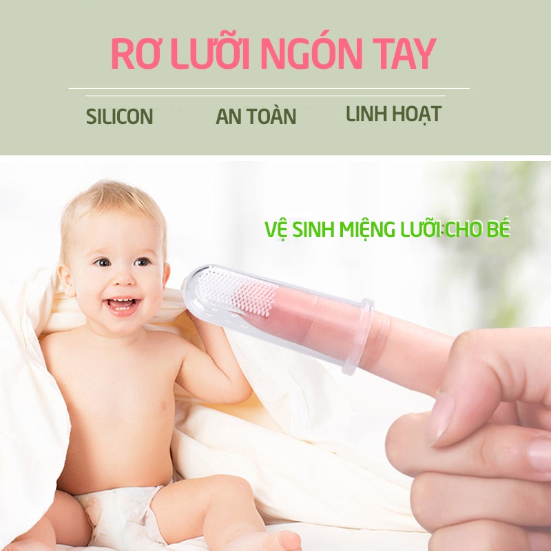 Rơ lưỡi cho bé Silicon đánh tưa lưỡi vệ sinh miệng cho bé