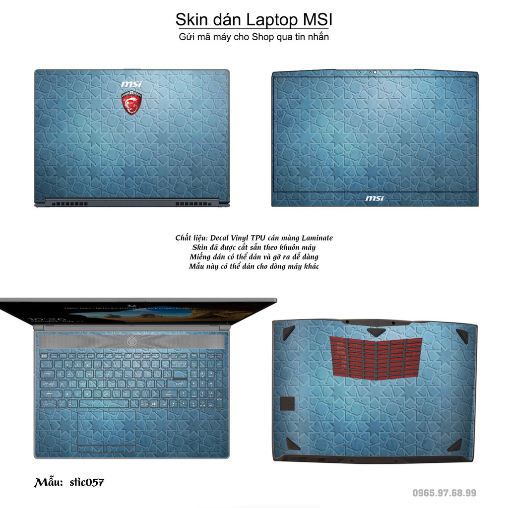 Skin dán Laptop MSI in hình Hoa văn sticker _nhiều mẫu 10 (inbox mã máy cho Shop)