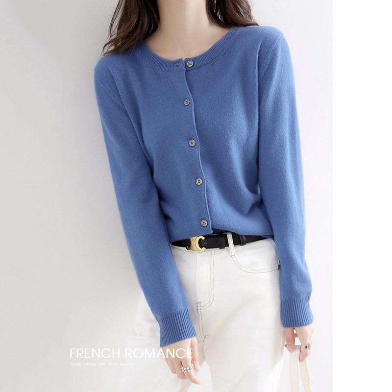 Áo len cardigan cổ tròn, áo len dài tay