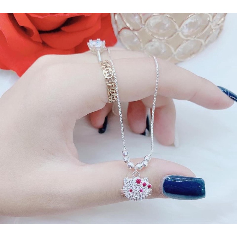 Dây chuyền mèo hello kitty BNP bạc ta cho bé, dễ thương