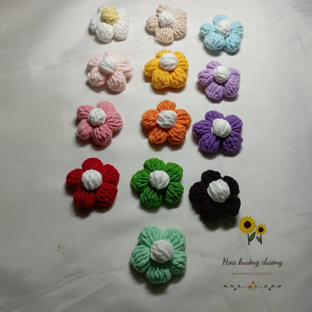 Ghim pin cài áo hình bông hoa len 5 cánh handmade , trang trí