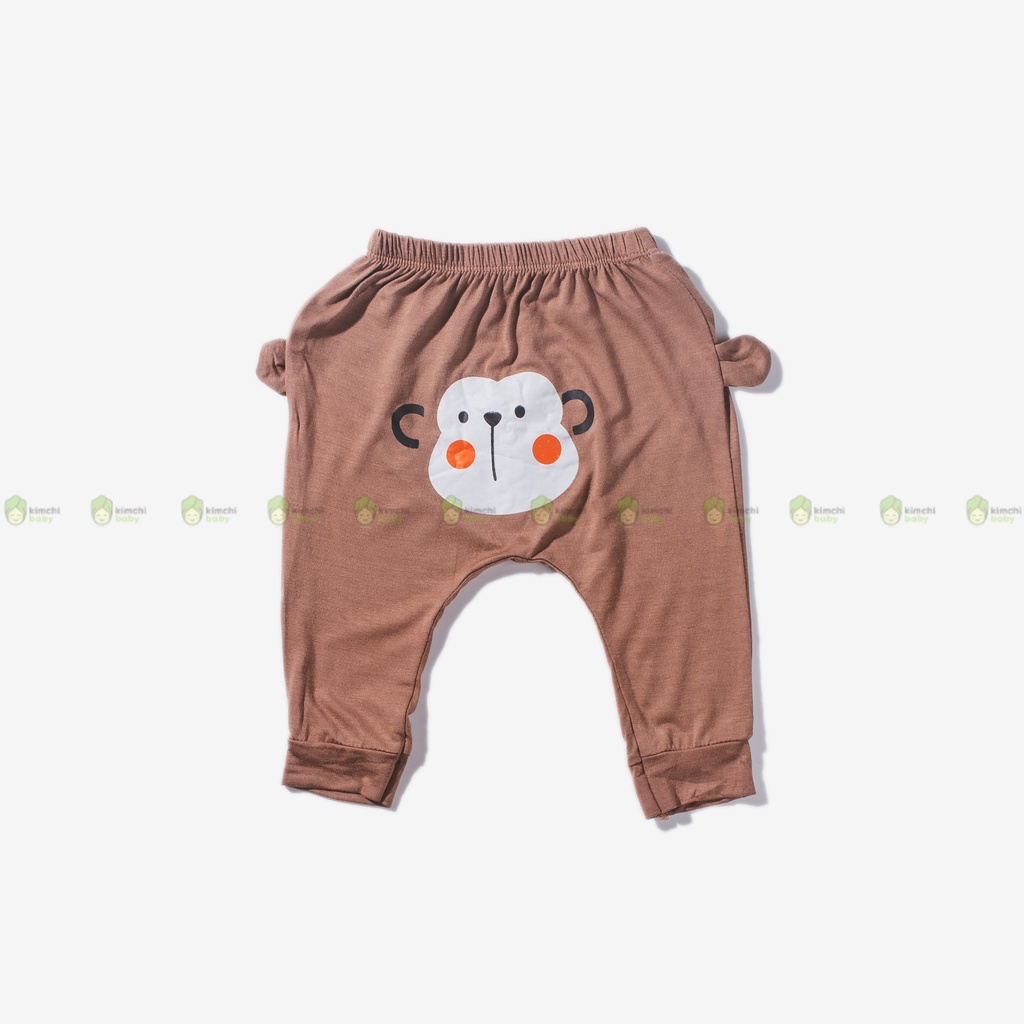 Quần Mông Thú Cho Bé Trai, Bé Gái KIMCHIBABY Vải Thun Lạnh In Hình Gấu 3D, Quần Dài Cho Bé Mặc Nhà Thu Đông KWTDQ2202