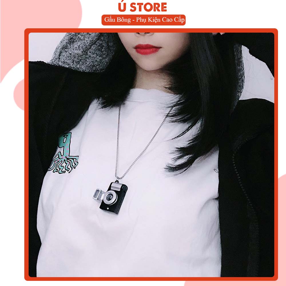 Vòng đeo cổ hình máy ảnh phát sáng dây chuyền vòng bi hợp kim unisex nam nữ phong cách thời trang