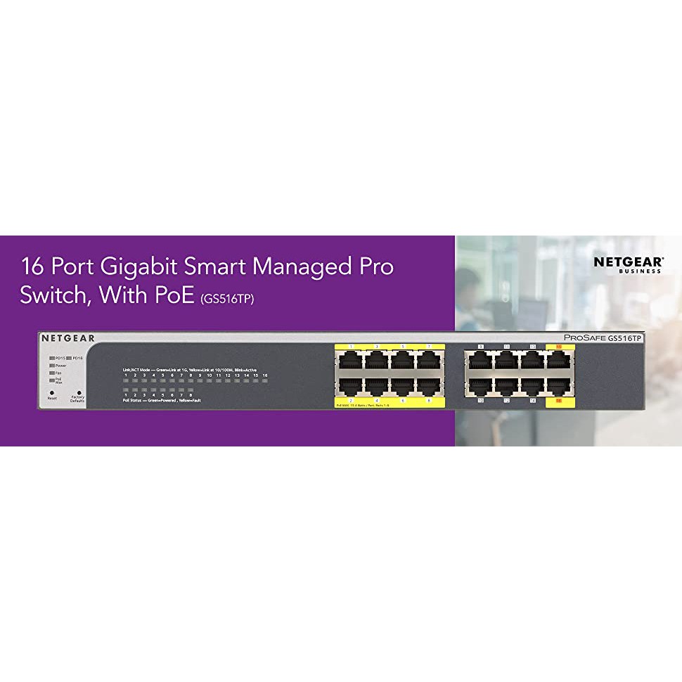 Bộ Chia Mạng lan gigabit  16 Cổng 8 Cổng PoE NETGEAR GS516TP 2xPD ports
