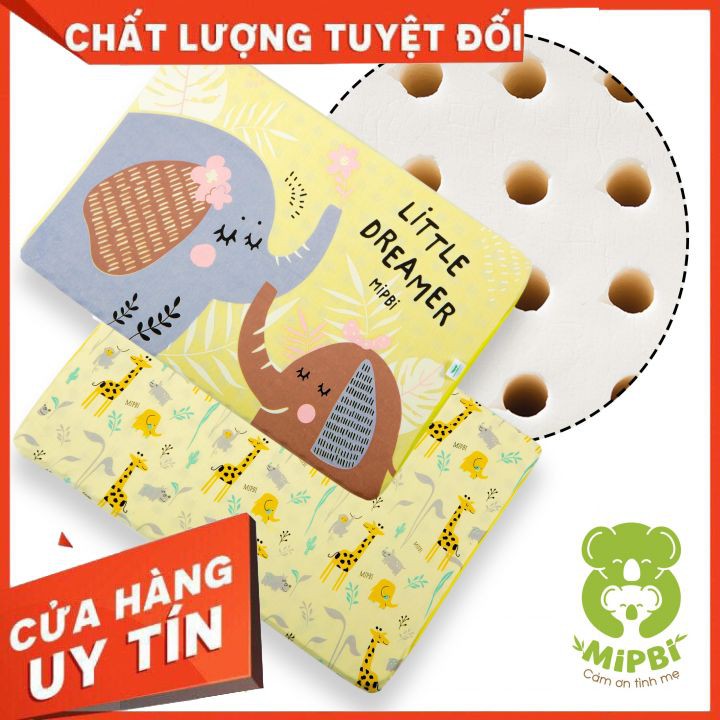 Gối cao su non Mipbi ẤM ÁP NHƯ LÒNG MẸ tặng kèm 1 vỏ gối cao cấp chính hãng