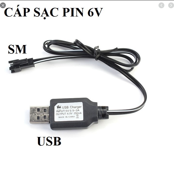 Dây sạc usb 6v 250ma sạc đồ chơi điều khiển gia sỉ