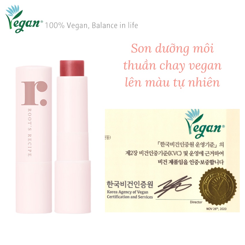 Son Môi Thuần Chay Dưỡng Ẩm Màu Tự Nhiên Dưỡng Không Khô Môi Rootsrecipe Lip Balm Vegan- KOBE YOUNG