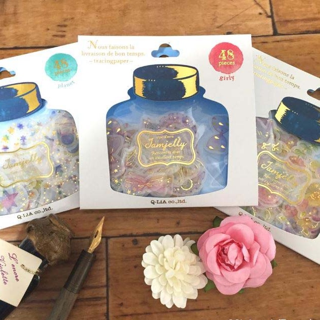 Enjoymore 🔮 Set 48 Miếng Dán Sticker Ánh Nhũ Họa Tiết Hoạt Hình Trang Trí Sổ Tay Planner Tiện Lợi Bộ Sticker Hình Nhãn