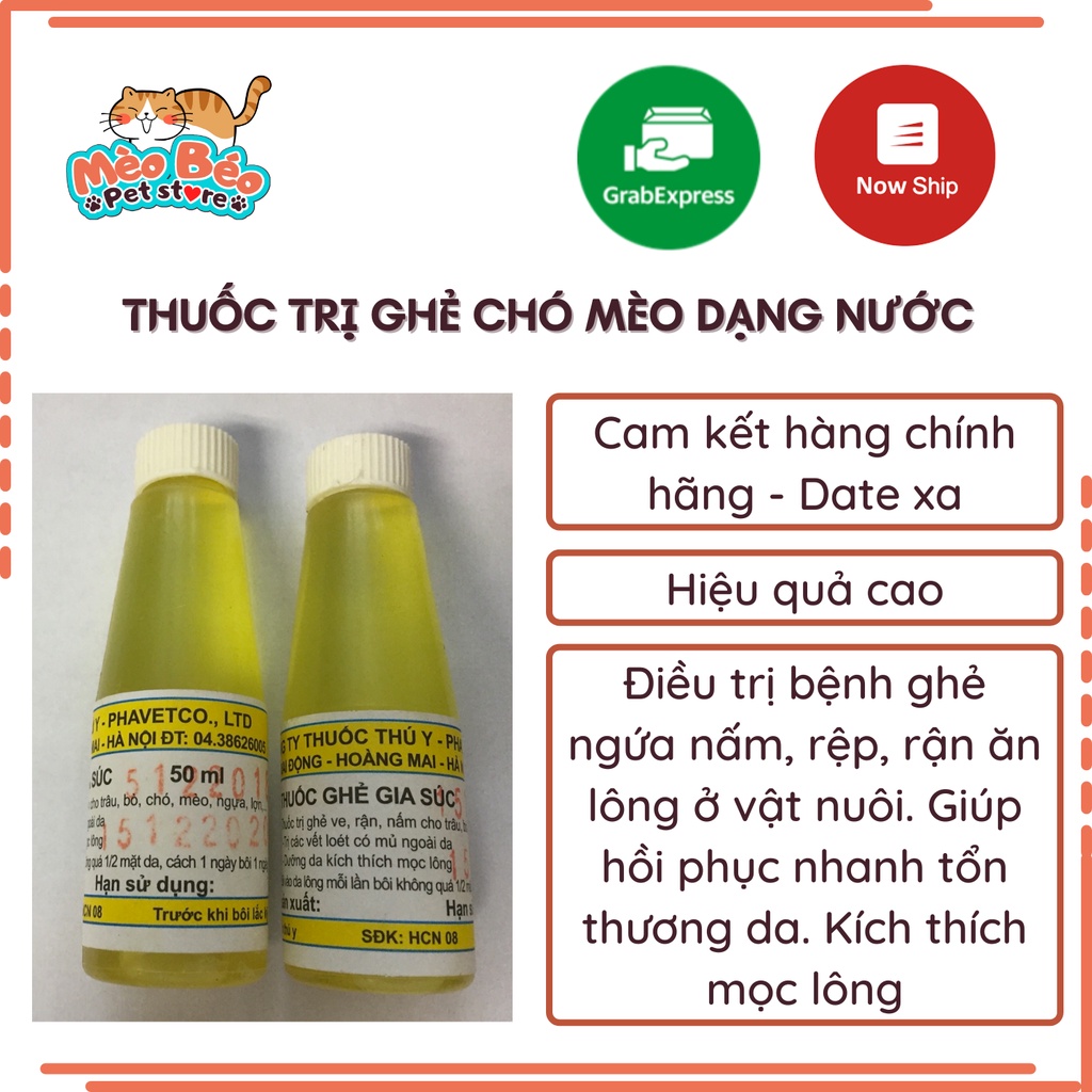 Dung dịch bôi ghẻ, ve, rận, nấm chó mèo hiệu quả