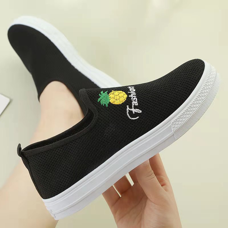 Giày Lười Vải Canvas Cổ Thấp Mũi Tròn Thời Trang Xuân Thu Cho Nữ
