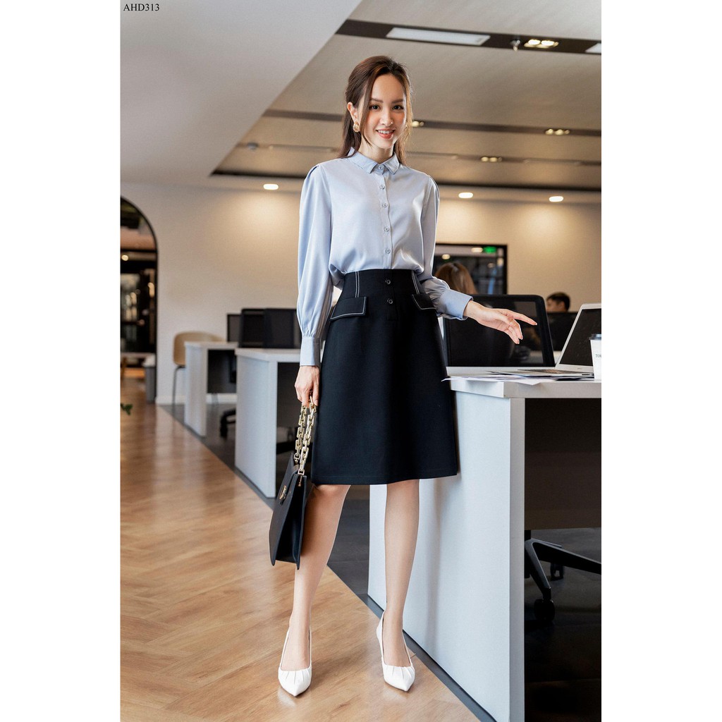 [Mã FAMARAL2 giảm 10K đơn 50K] Áo sơ mi basic cổ đức tay măng sec 2 khuy TIIN STORE AHD313