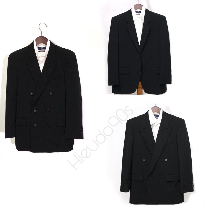 Áo khoác blazer / vest cho nam màu đen trơn, xanh navy slim fit 2, 4, 6 nút hàng secondhand 2hand si tuyển