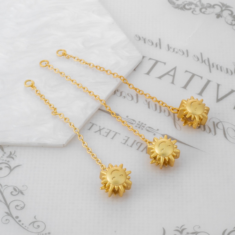 Dây Chuyền Mặt Hình Hoa Hướng Dương Màu Vàng 18K Chất Liệu Đồng Nhám Làm Trang Sức Thủ Công diy