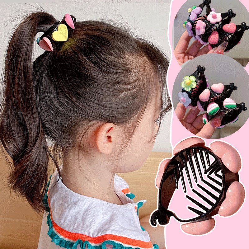 Kẹp Tóc Lông Xù Hình Hoạt Hình Xinh Xắn Cho Bé Gái