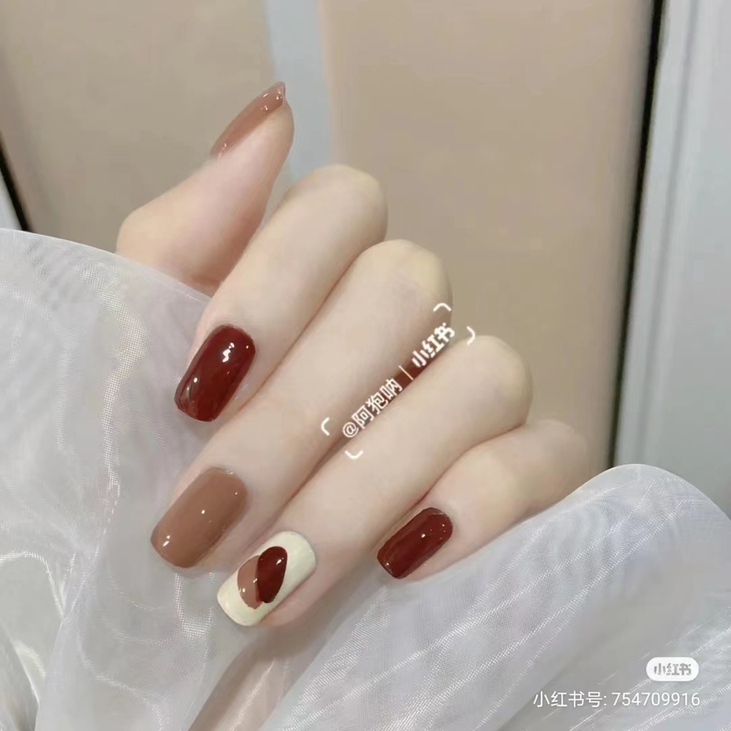 Móng Tay Giả Trong Suốt Màu Trắng Đen Trang Trí Dễ Tháo Rời