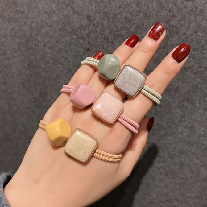 Dây buộc tóc đính pha lê hình vuông phiên bản Hàn cổ điển cho nữ C41