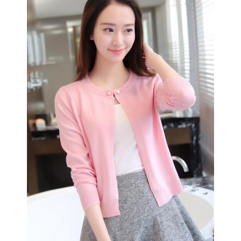 Áo Khoác Len Nữ Cổ Đính Cúc Ngọc ALN025 ShopMaySG Cardigan Dễ Thương Hàng Có Sẵn