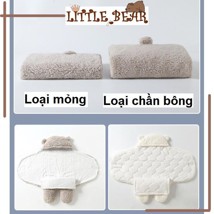 Chăn ủ lông cừu liên thân trần bông cho bé mùa đông cao cấp - Little Bear