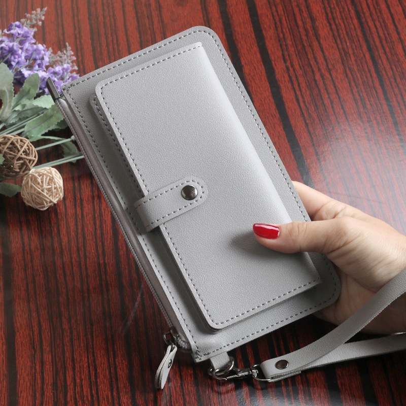 Ví dài cầm tay nữ có cúc bấm nhiều màu phong cách Hàn quốc - VD43