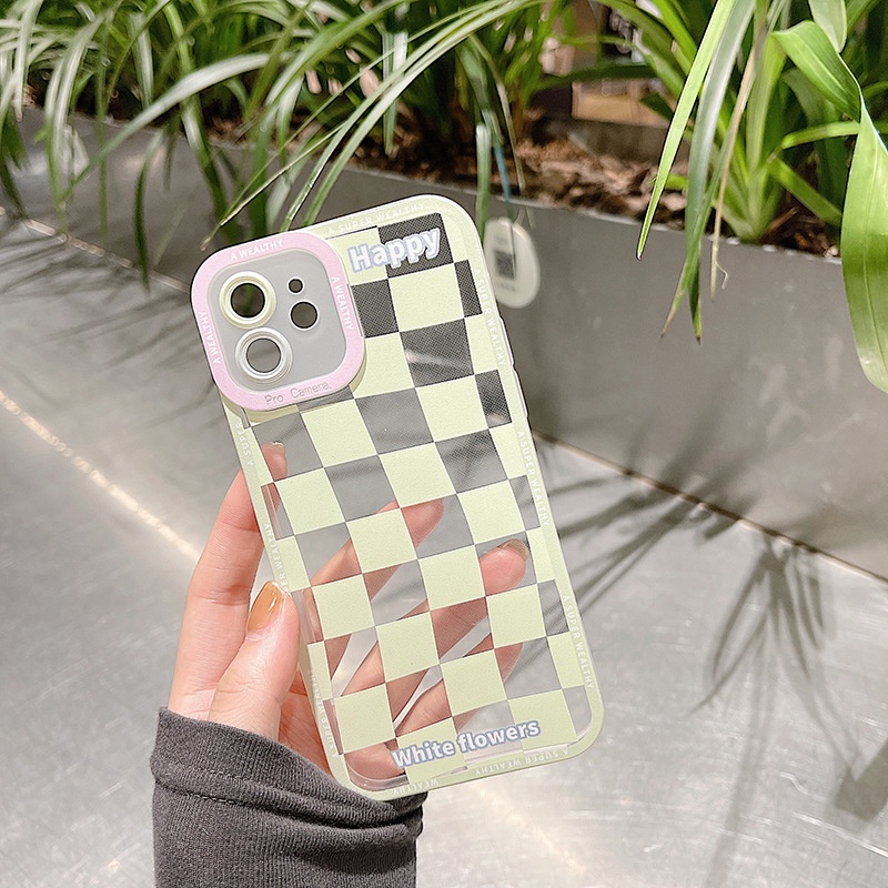 Ốp lưng iphone ốp Điện Thoại Màu Xanh Lá Họa Tiết Sọc Caro Kèm Dây Đeo Cho iPhone 14 13 12 11 PROMAX XS XR XSMAX SE2020