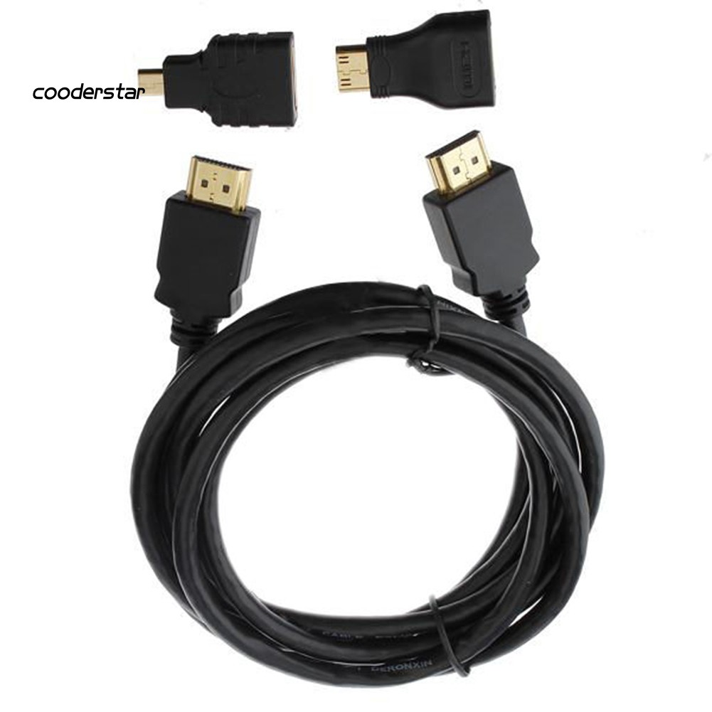Bộ Cáp Hdmi 3 Trong 1 Kèm Đầu Chuyển Đổi Micro Hdmi + Đầu Chuyển Đổi Mini Hdmi