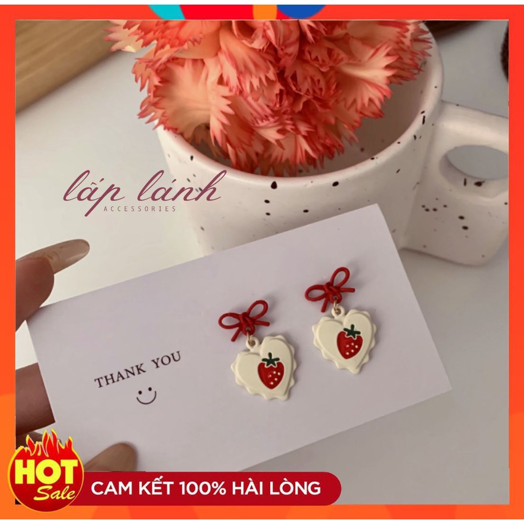 [HOT] BÔNG TAI KHYÊN TAI HÌNH NƠ TRÁI DÂU NGỌT NGÀO MÙA HÈ ĐI BIỂN THỜI TRANG PHONG CÁCH HÀN QUỐC221BT053