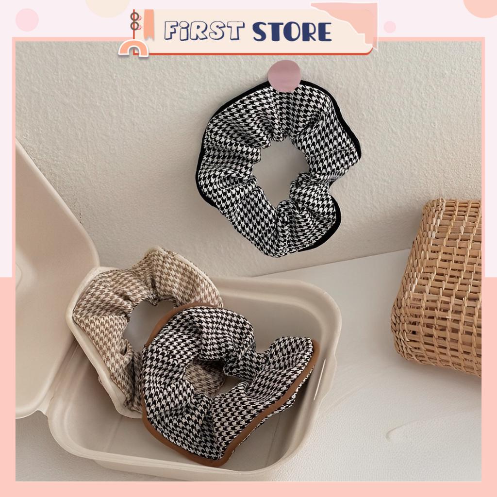 Srunchie, Buộc Tóc, Dây Cột Tóc Họa Tiết Răng Sói Bo Viền Dễ Thương