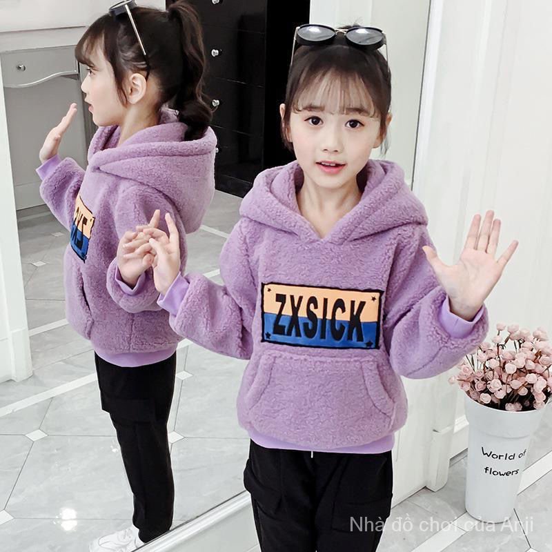 COD Kid's FashionGirl | 5-14 years old Tops Girl's Sweater Autumn And Winter Velvet Children Coat Hooded Jacket