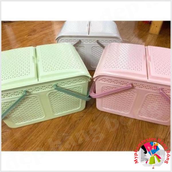 Giỏ đựng đồ sơ sinh cho mẹ và bé, tặng kèm 1 rổ Hàn Quốc nhỏ có nắp