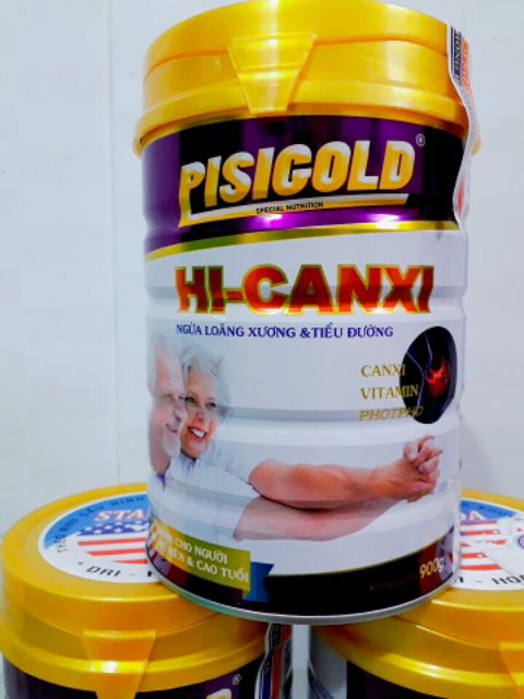 Sữa bột dinh dưỡng PISIGOLD HI-CANXI lon 900 gram