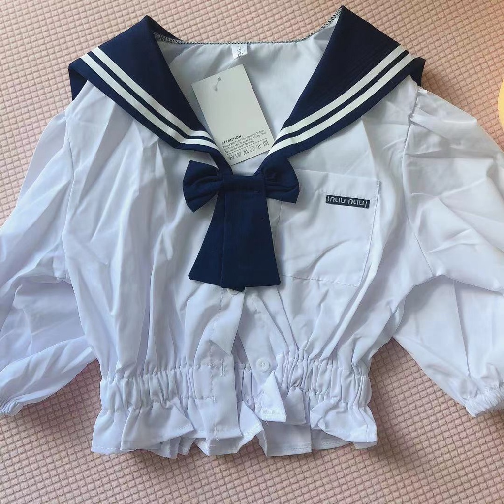 Áo croptop tay ngắn phối nơ dễ thương cho nữ phong cách Jennie Blackpink