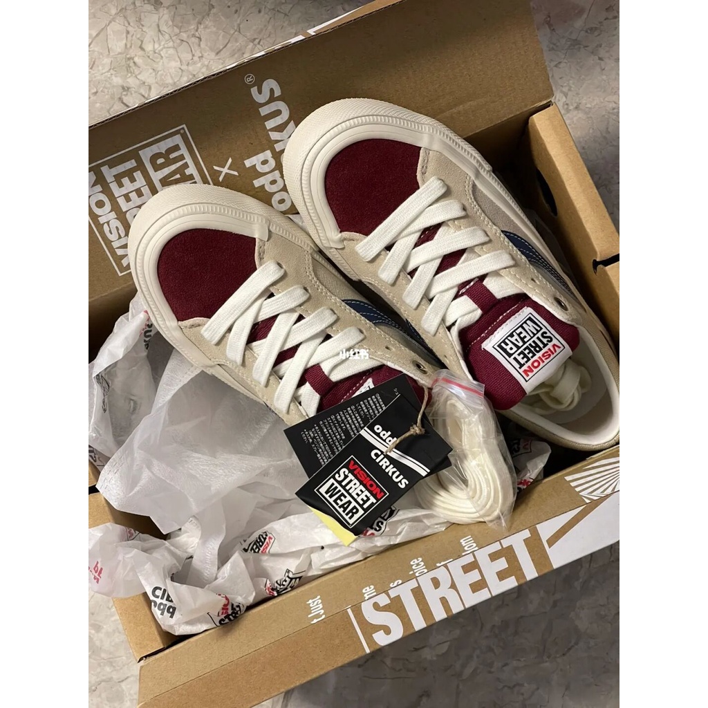 Giày Sneaker ODD CIRKUS X VISION Cổ Thấp Chất Liệu Da Lộn Màu Xám Mã Não Thời Trang Đường Phố Cho Nam Và Nữ-Vi2
