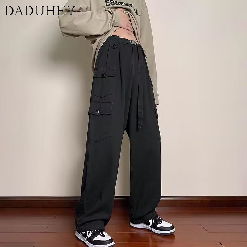 DaDuHey Autumn American Style Retro Multi-Pocket Versatile Workwear Pants Men and Women Couple Loose Straight Casual Pants